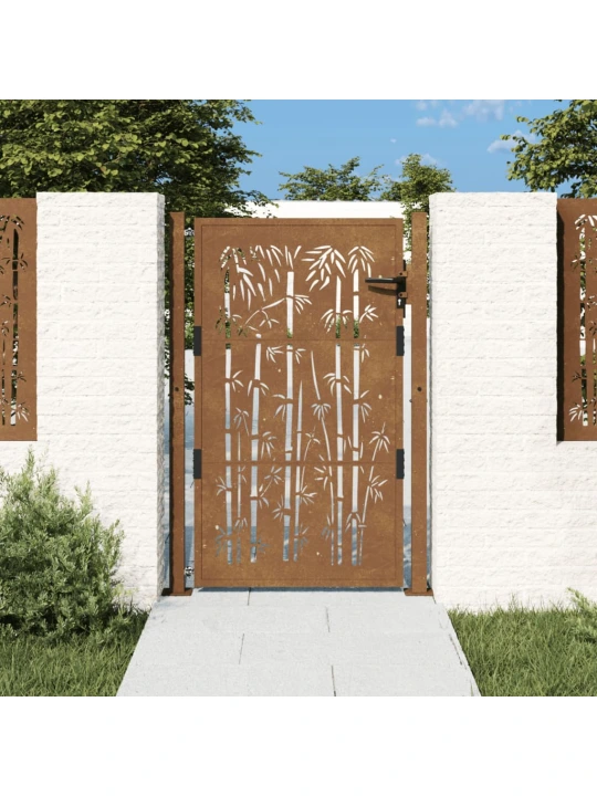 Sodo vartai, 105x130cm, corten plienas, bambuko dizaino