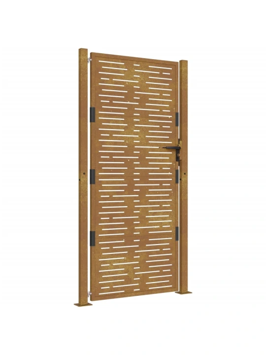 Sodo vartai, 105x205cm, corten plienas, kvadratų dizaino