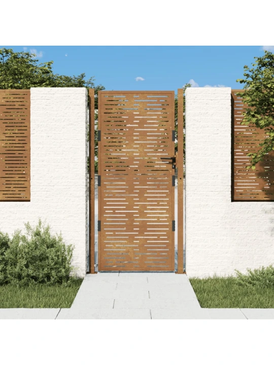 Sodo vartai, 105x205cm, corten plienas, kvadratų dizaino