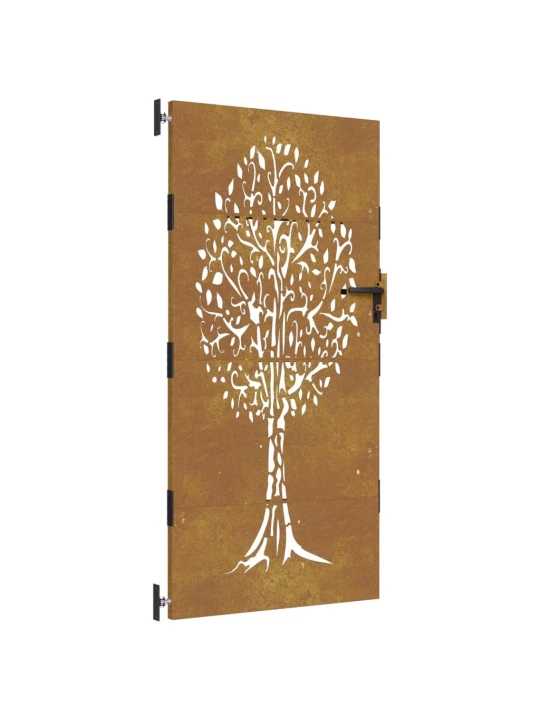 Sodo vartai, 85x200cm, corten plienas, medžio dizaino