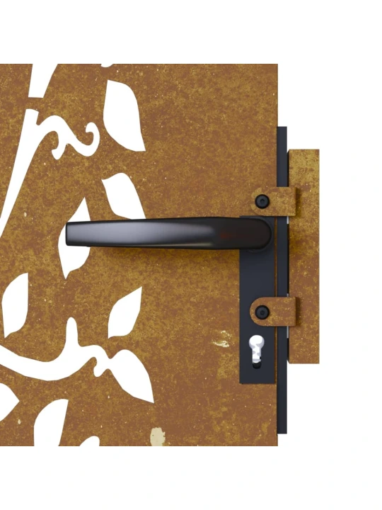 Sodo vartai, 85x200cm, corten plienas, medžio dizaino