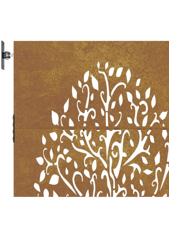 Sodo vartai, 85x200cm, corten plienas, medžio dizaino