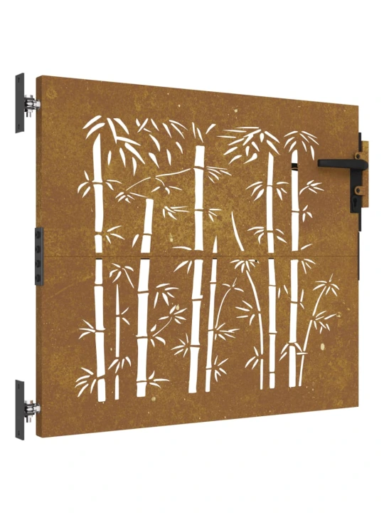 Sodo vartai, 85x100cm, corten plienas, bambuko dizaino