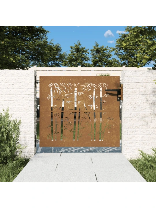 Sodo vartai, 85x100cm, corten plienas, bambuko dizaino