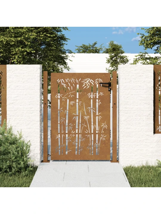 Sodo vartai, 105x155cm, corten plienas, bambuko dizaino