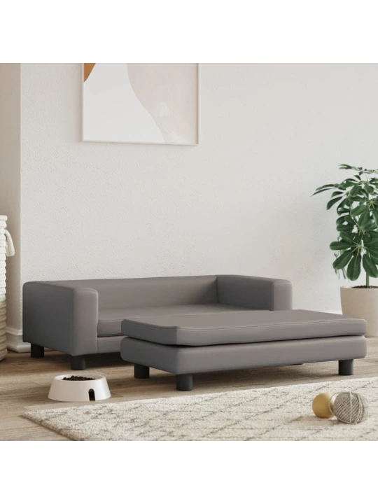 Lova šunims su prailginimu, pilka, 100x50x30cm, dirbtinė oda