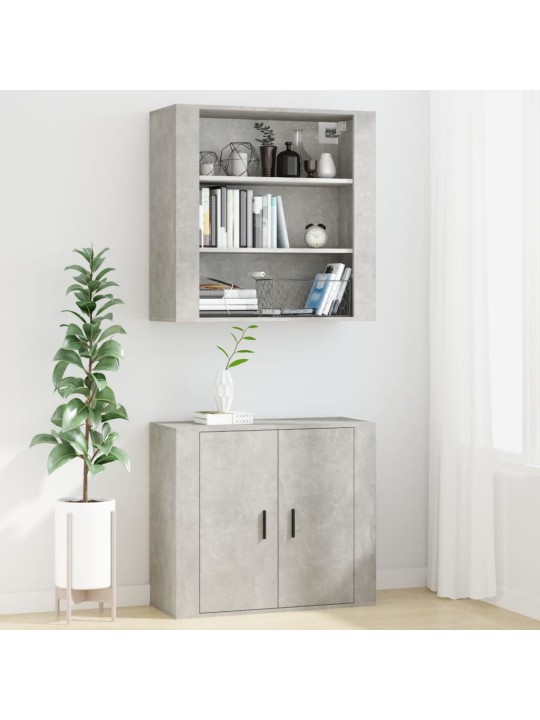 Sieninė spintelė, betono pilka, 80x33x80cm, apdirbta mediena
