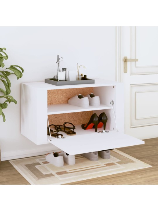 Sieninė spintelė batams, balta, 70x35x38cm, apdirbta mediena