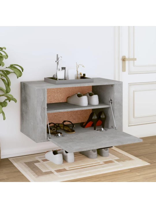 Sieninė spintelė batams, betono pilka, 70x35x38cm, mediena