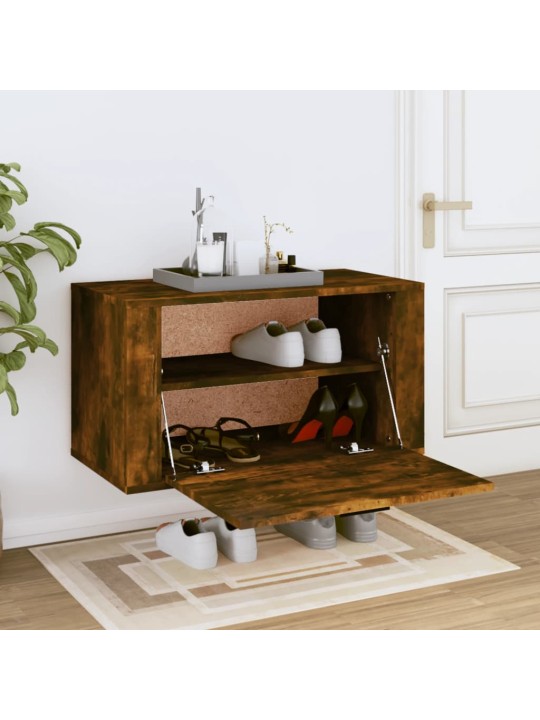 Sieninė spintelė batams, dūminio ąžuolo, 70x35x38cm, mediena