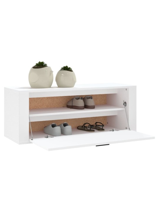 Sieninė spintelė batams, balta, 100x35x38cm, apdirbta mediena