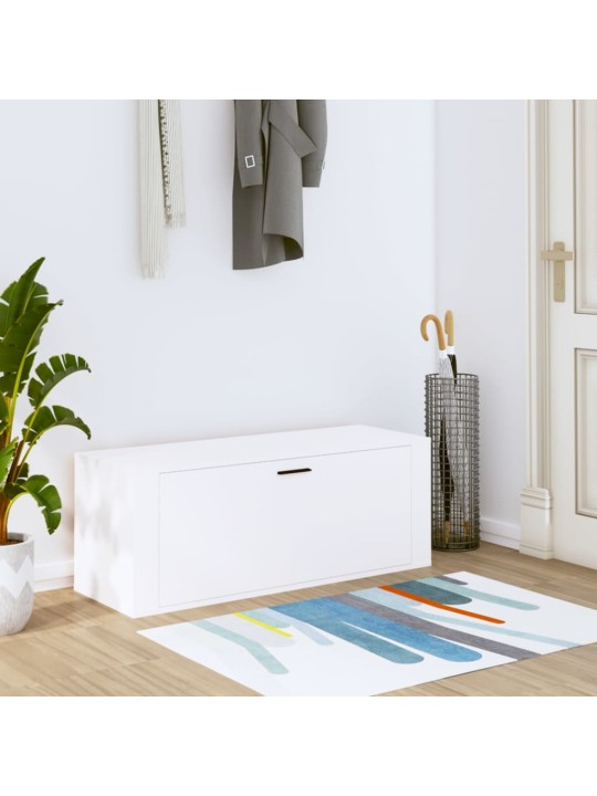 Sieninė spintelė batams, balta, 100x35x38cm, apdirbta mediena