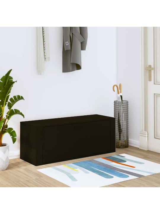 Sieninė spintelė batams, juoda, 100x35x38cm, apdirbta mediena