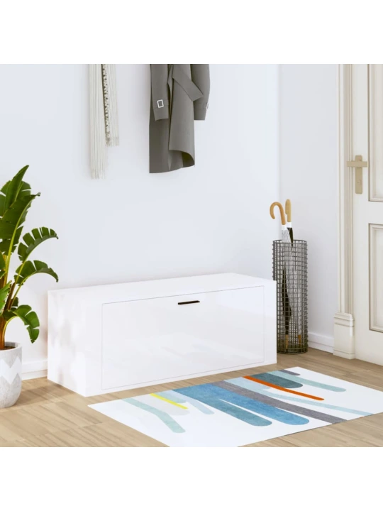 Spintelė batams, balta, 100x35x38cm, apdirbta mediena, blizgi