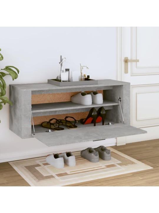 Spintelė batams, betono pilka, 100x35x38cm, apdirbta mediena