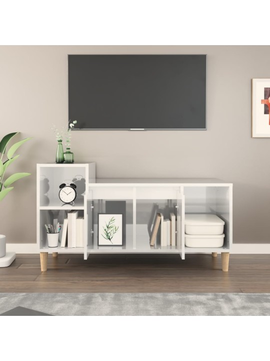 Televizoriaus spintelė, balta, 100x35x55cm, mediena, blizgi