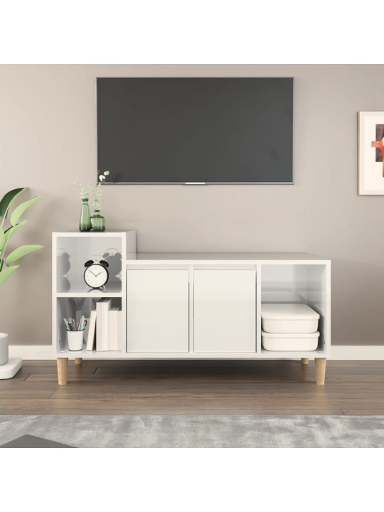 Televizoriaus spintelė, balta, 100x35x55cm, mediena, blizgi
