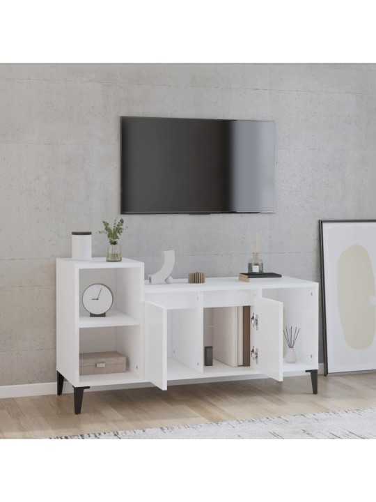 Televizoriaus spintelė, balta, 100x35x55cm, mediena, blizgi