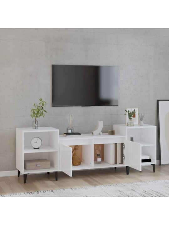 Televizoriaus spintelė, balta, 160x35x55cm, mediena, blizgi
