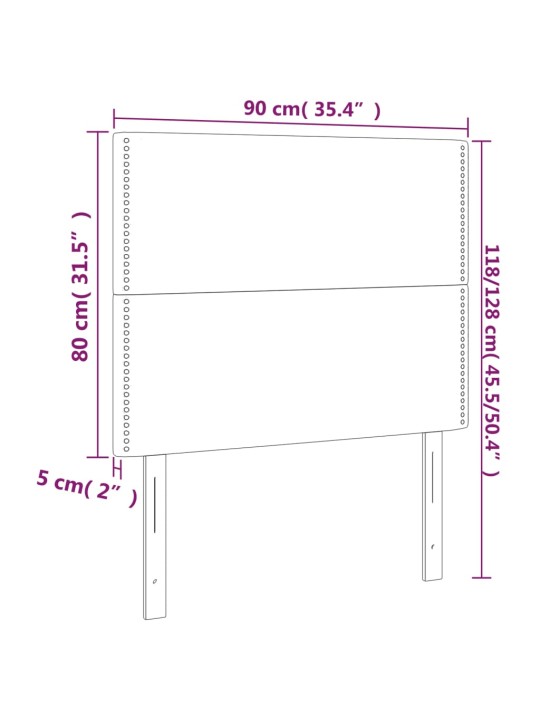 Galvūgalis,2vnt., baltos spalvos, 90x5x78/88cm, dirbtinė oda