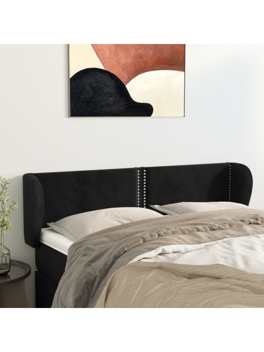 Galvūgalis su auselėmis, juodos spalvos,147x23x78/88cm, aksomas