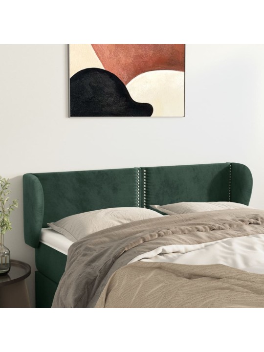 Galvūgalis su auselėmis, tamsiai žalia,147x23x78/88cm, aksomas