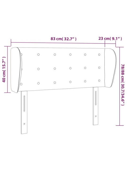 Galvūgalis su auselėmis, baltos,83x23x78/88cm, dirbtinė oda
