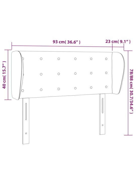 Galvūgalis su auselėmis, juodos,93x23x78/88cm, dirbtinė oda