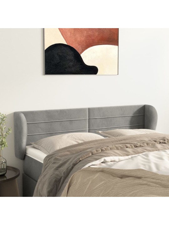 Galvūgalis su auselėmis,šviesiai pilkos,147x23x78/88cm, aksomas