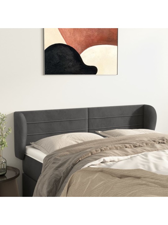Galvūgalis su auselėmis, tamsiai pilkos,147x23x78/88cm, aksomas