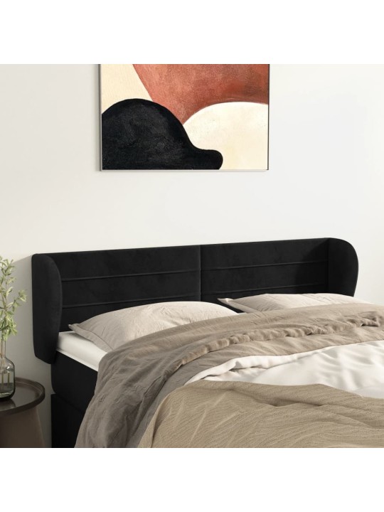 Galvūgalis su auselėmis, juodos spalvos,147x23x78/88cm, aksomas