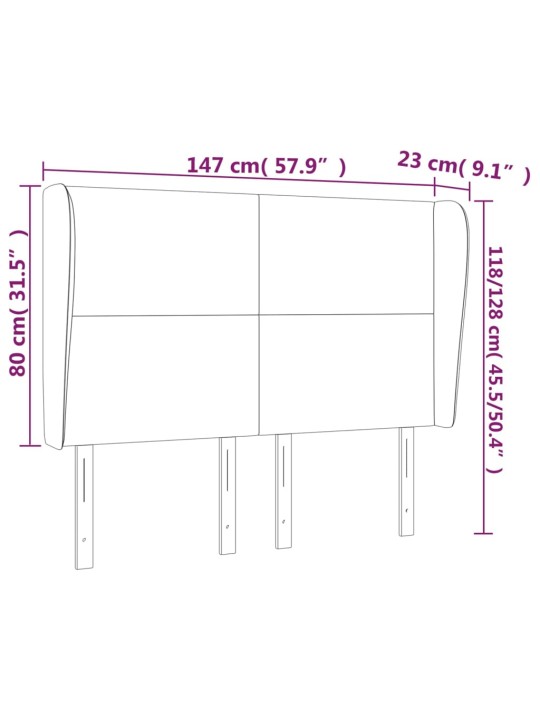 Galvūgalis su auselėmis, taupe, 147x23x118/128cm, audinys