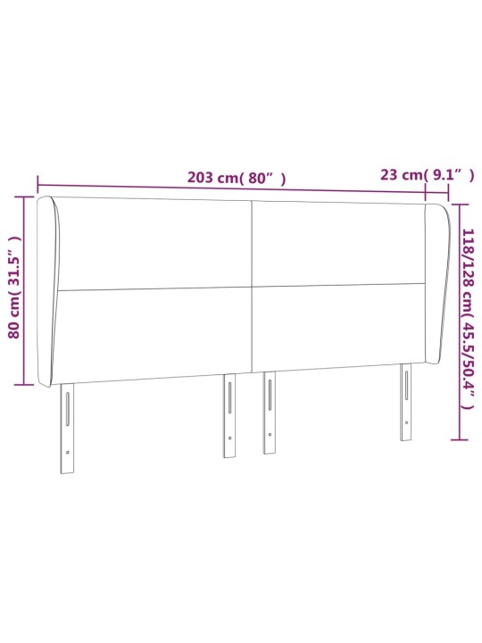 Galvūgalis su auselėmis, taupe, 203x23x118/128cm, audinys