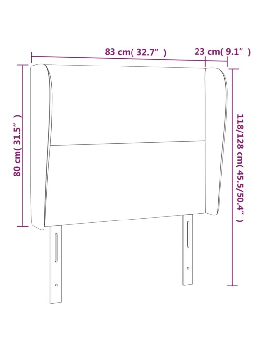 Galvūgalis su auselėmis, baltas, 83x23x118/128cm, dirbtinė oda