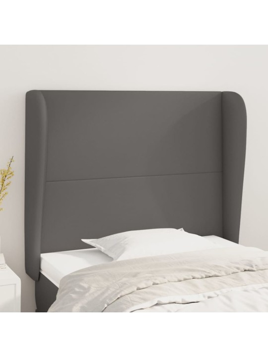 Galvūgalis su auselėmis, pilkas, 83x23x118/128cm, dirbtinė oda