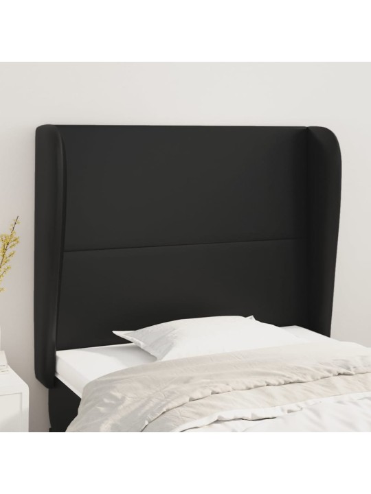 Galvūgalis su auselėmis, juodas, 93x23x118/128cm, dirbtinė oda