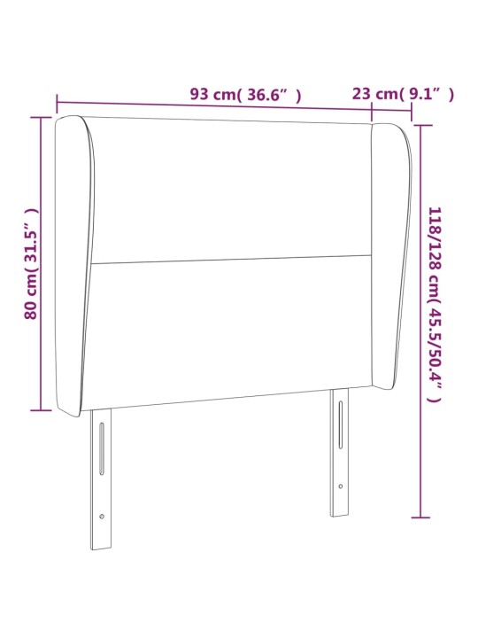 Galvūgalis su auselėmis, baltas, 93x23x118/128cm, dirbtinė oda