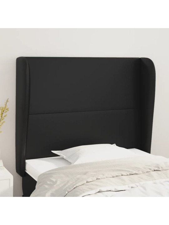 Galvūgalis su auselėmis, juodas, 103x23x118/128cm, dirbtinė oda