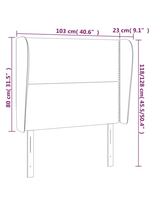Galvūgalis su auselėmis, rudas, 103x23x118/128cm, audinys
