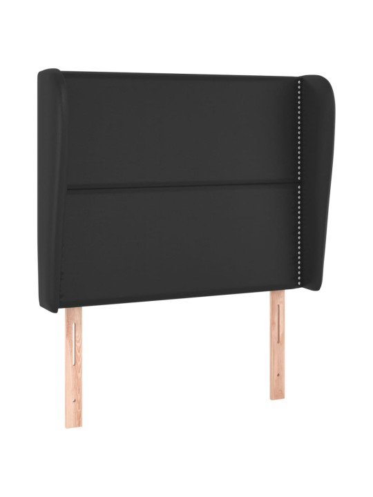 Galvūgalis su auselėmis, juodas, 83x23x118/128cm, dirbtinė oda