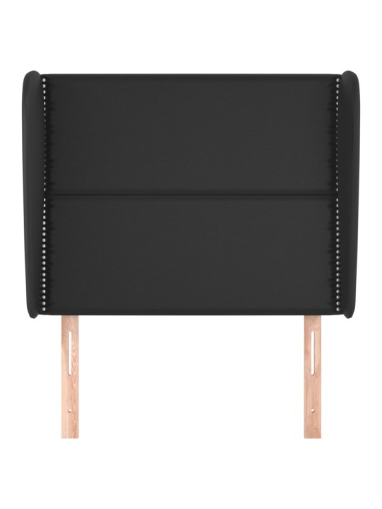 Galvūgalis su auselėmis, juodas, 83x23x118/128cm, dirbtinė oda