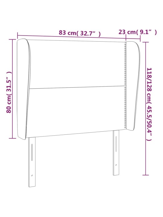 Galvūgalis su auselėmis, baltas, 83x23x118/128cm, dirbtinė oda