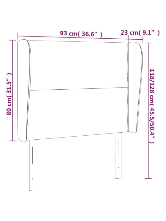 Galvūgalis su auselėmis, baltas, 93x23x118/128cm, dirbtinė oda