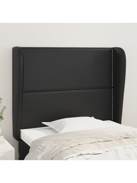 Galvūgalis su auselėmis, juodas, 103x23x118/128cm, dirbtinė oda