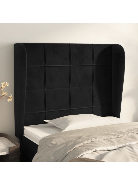 Galvūgalis su auselėmis, juodas, 83x23x118/128cm, aksomas