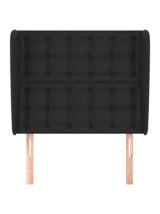 Galvūgalis su auselėmis, juodas, 83x23x118/128cm, dirbtinė oda