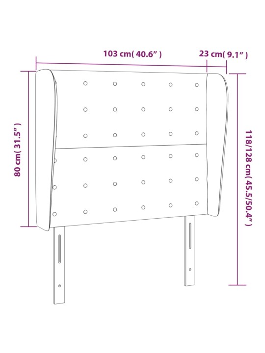 Galvūgalis su auselėmis, baltas, 103x23x118/128cm, dirbtinė oda