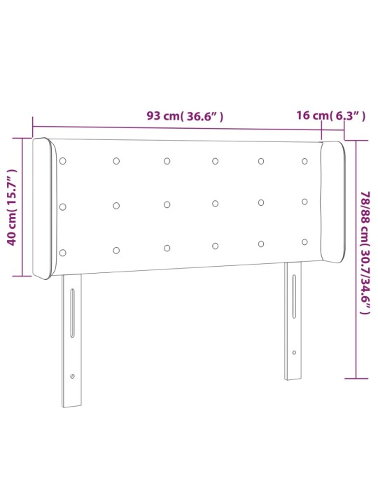 Galvūgalis su auselėmis, baltos ,93x16x78/88cm, dirbtinė oda