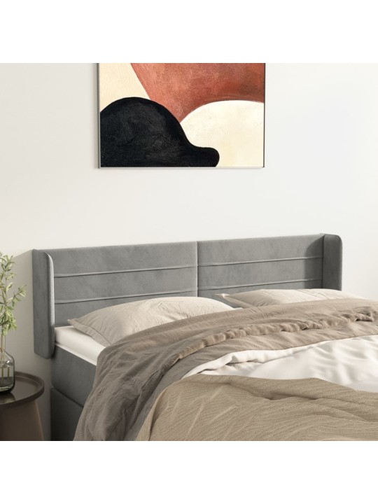 Galvūgalis su auselėmis,šviesiai pilkos,147x16x78/88cm,aksomas
