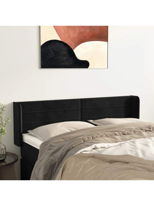 Galvūgalis su auselėmis, juodos spalvos,147x16x78/88cm, aksomas